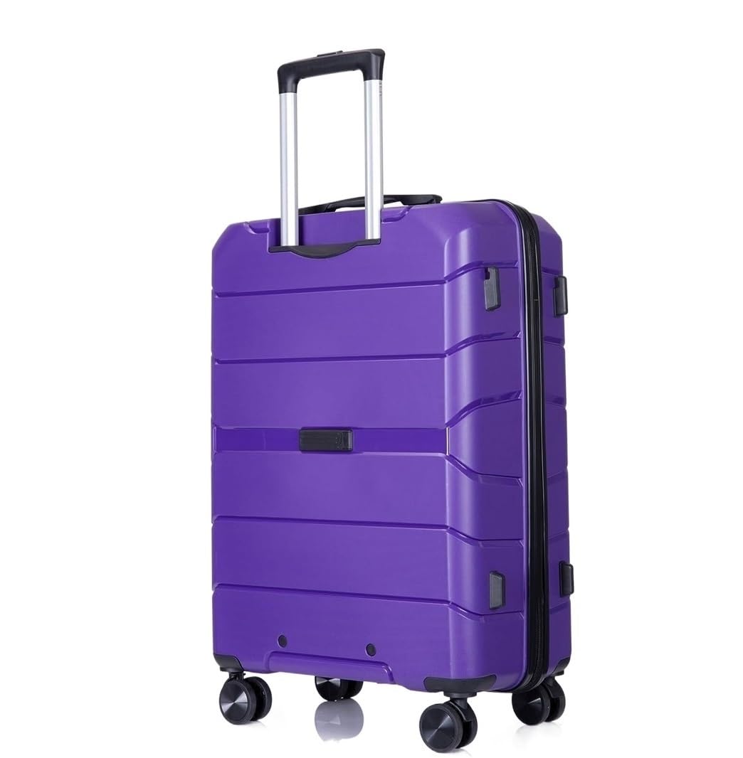 Koffer Trolley Reisekoffer Gepäck Mit Rollen, PP-Gepäcksets, Leichter Koffer Mit TSA-Schloss, Reisegepäck Koffer Gepäck Rollkoffer (Color : Purple, Size : 20in)