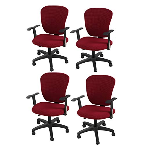 Rysmliuhan Shop Stuhlbezug Stretch stuhlhussen kaufen Sitzbezüge für stühle Stretch Stuhlhussen Esszimmer Stuhl abdeckungen Stuhl Protektoren abdeckungen Set of 4,Wine red