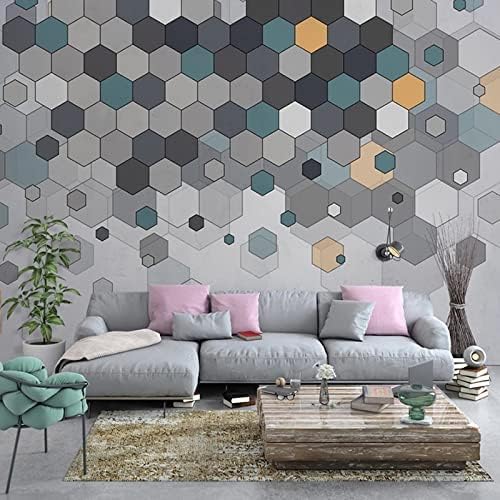 XLMING Abstrakte Sechseckige Geometrie 3D Tapete Home Dekoration Wohnzimmer Sofa Schlafzimmer Tv Hintergrund Wand-250cm×170cm