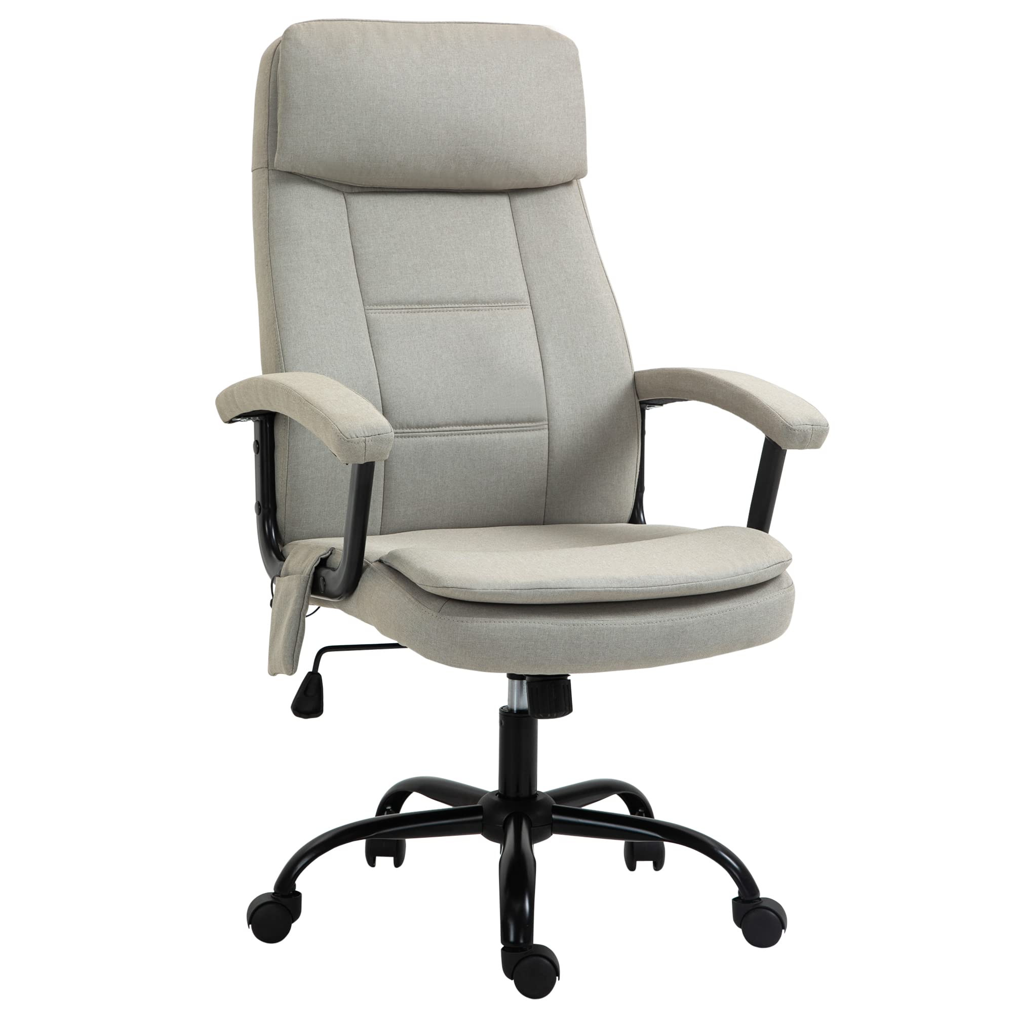 Vinsetto Bürostuhl Massage höhenverstellbarer Chefsessel Gamingstuhl mit Massagefunktion, ergonomischer Drehstuhl Massage Sessel Lendenwirbelsäulenmassage Leinen-Gefühl Beige 63 x 70 x 112-121 cm