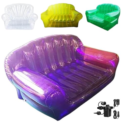 WYEIAHS Klar Aufblasbarer Stuhl Aufblasbare Couch Sitzsack Lazy Sofa Sessel Campingmöbel Verdicktes PVC-Material MAX Hält 220 Pfund für Hinterhof Seeufer Strand Reisen Camping (Purple)