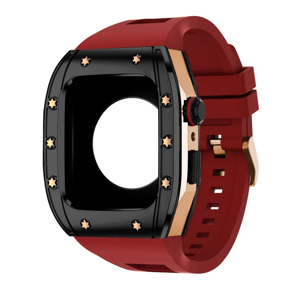 KANUZ Edelstahl-Gehäuse für Apple Watch Serie 8, 45 mm, Armbandzubehör, DIY-Modifikationsset, Abdeckung für iWatch 7, 6, SE, 5, 4,44 mm (Farbe: Medium, Größe: 44 mm für 6/5/4/SE)