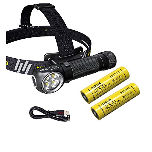 Nitecore HC35 Wiederaufladbare LED-Stirnlampe - 2700 Lumen - 2x 21700 Akku & Eco-Sensa USB-Ladekabel