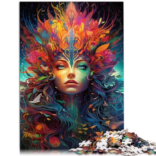 Puzzle Bunte psychedelische Frau, 1000 Teile, Puzzle für Erwachsene, Holzpuzzle, Wanddekoration, einzigartige Geburtstags, 1000 Teile (50 x 75 cm)