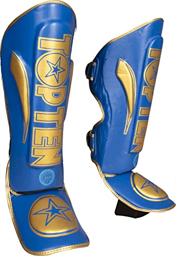 TOP TEN Schienbeinschutz „Star Light WAKO“ - blau-Gold, Gr. M