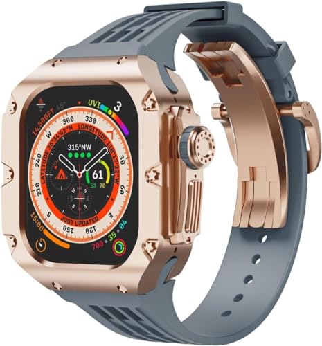 NEYENS 49 mm Titanlegierung, Uhrengehäuse, Gummiband, für Apple Watch Ultra 2 Serie, Ersatzteil, Sportarmbänder, Uhrengehäuse, Metallkrone, Mod-Kit, Zubehör, 49 mm, Achat