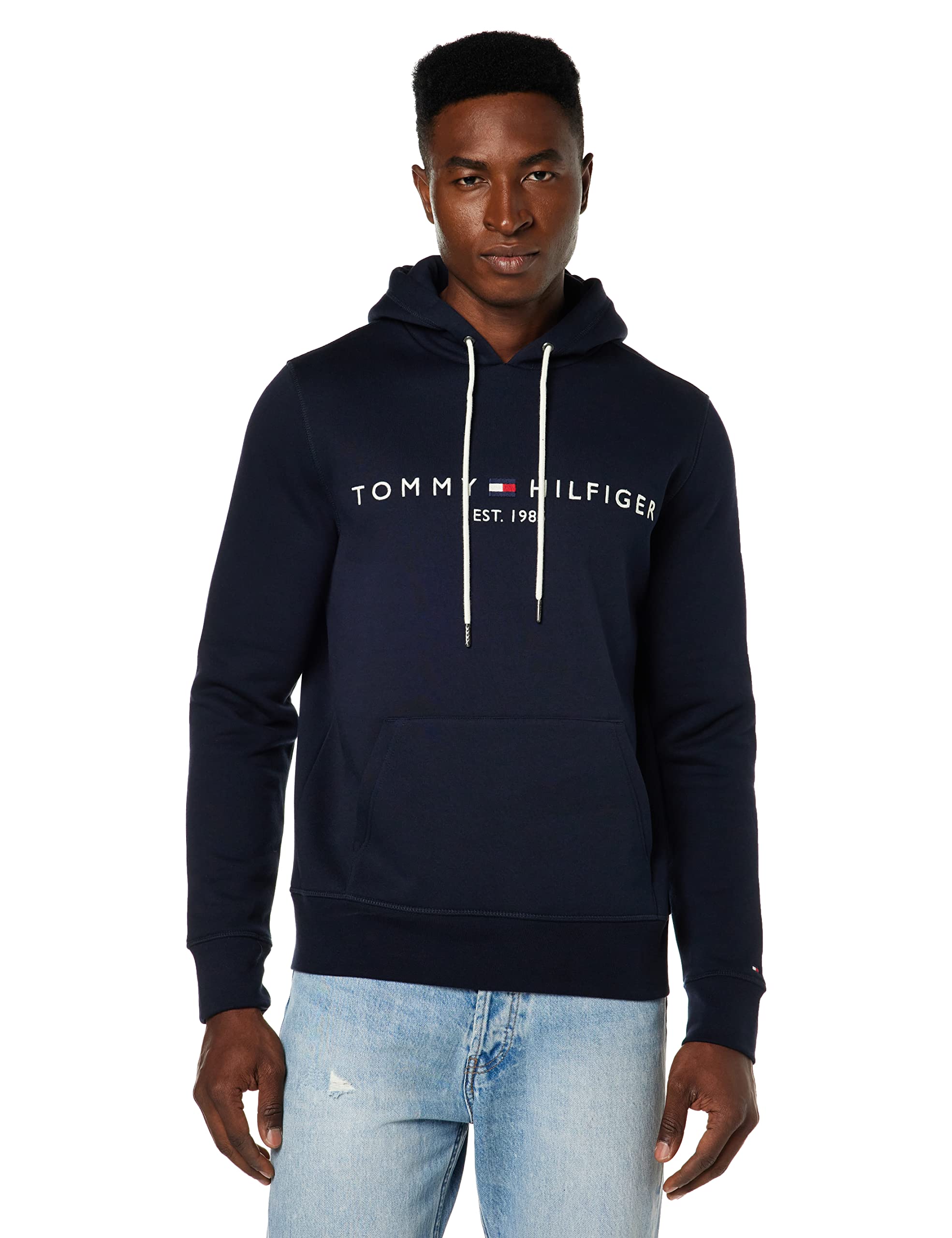 Tommy Hilfiger Herren Hoodie Core Tommy Logo mit Kapuze, Blau (Sky Captain), S