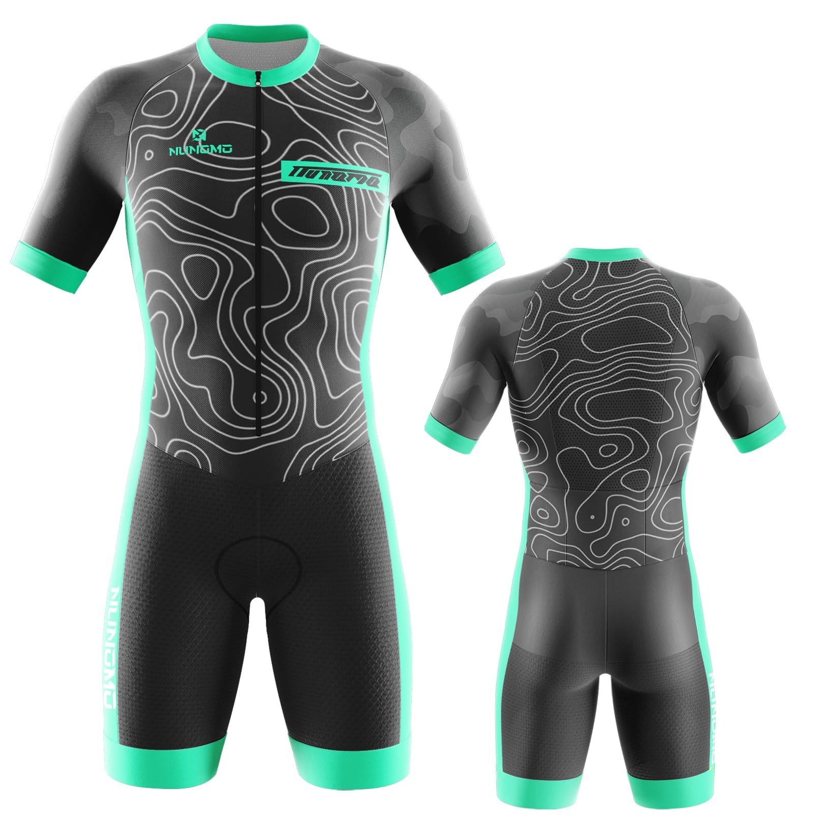 Herren Fahrrad Skinsuit,Triathlon Anzug Herren Herren Radsportanzug gepolstert einteilig Trisuit Bike Top Short Trisuit Einteiler für Wettkampf Mit 9D-Kissen Run, Cycle, Swim (TYPE-7,3XL)