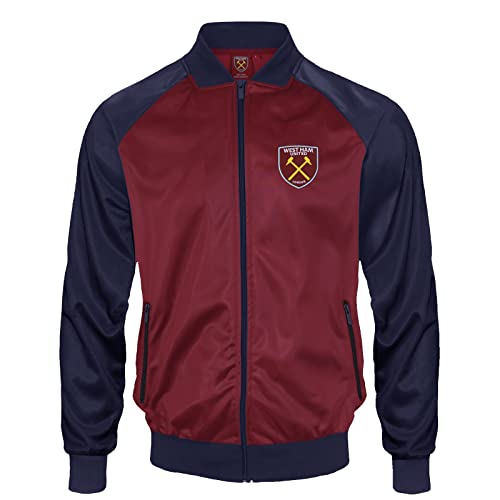 West Ham United FC - Herren Trainingsjacke - Retro - Offizielles Merchandise - Weinrot - XL