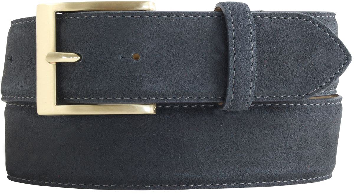 BELTINGER Jeans-Gürtel aus Veloursleder mit goldener Gürtelschnalle 4 cm | Velour-Ledergürtel 40mm | Herren-Gürtel Wildleder-Gürtel 4cm | Anthrazit 95cm