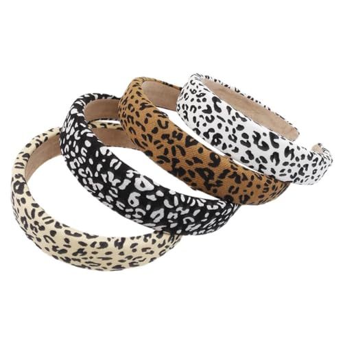 4 Stück Leoparden-Stirnband, Party-Haarband, Waschgesichts-Stirnband, Kopfbänder, Vintage-Kopf, Leoparden-Haarbänder, Haar-Stirnbänder for Frauen, Make-up, Kopfstoff, Damenkosmetik, elastisch/193