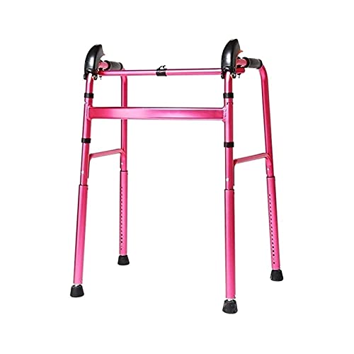 Mobilitäts-Gehhilfe, stehend, Gehhilfe, Standard-Rollator, faltbar, leichte Aluminiumlegierung, verstellbare Gehhilfe für ältere Menschen (Farbe: Pink) (Pink) Vorwärts laufen