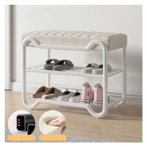 Schuhregal Schuheingangsbank, Schuhregalbank, Organizer mit 3-stufiger Aufbewahrung, einfacher Stil, gute Tragfähigkeit, for Eingangsbereich, Flur, Wohnzimmer, Schlafzimmer Schuhrschrank(D,80*35*50cm)