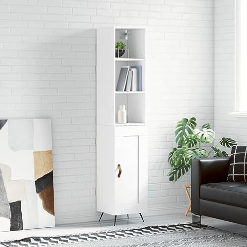 Highboard Weiß 34,5x34x180 cm Holzwerkstoff,Stilvolles und langlebiges Highboard in Weiß – Eleganter Charme für dein Zuhause