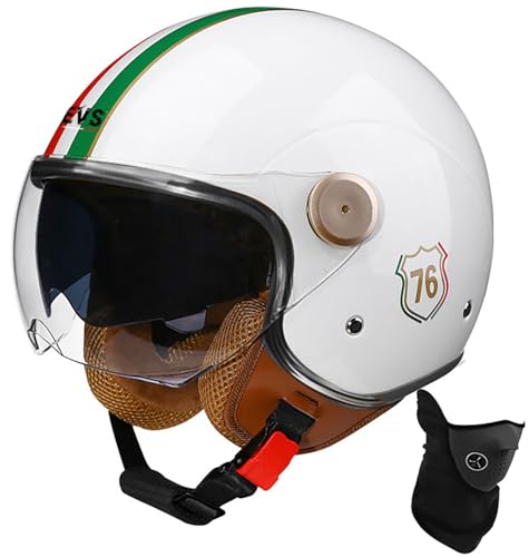 Offener Helm, Motorrad-Halbhelm, DOT/ECE-Zugelassener Motorrad-Sturzhelm Mit Sonnenblende, Retro-Vintage-Stil, Motorrad-Vespa-Jet-Helm Für Kinder, Jugendliche, Männer Und Frauen 29,XL 60-61cm