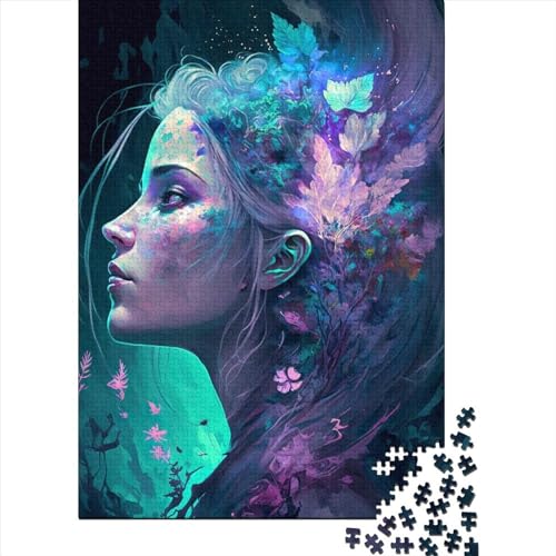 500 Teile für Erwachsene, schwierige Puzzles, Flowerpunk-Frau, Holzpuzzles für Teenager, Geschenke, dekomprimierendes intellektuelles Lernspielzeug, 52 x 38 cm