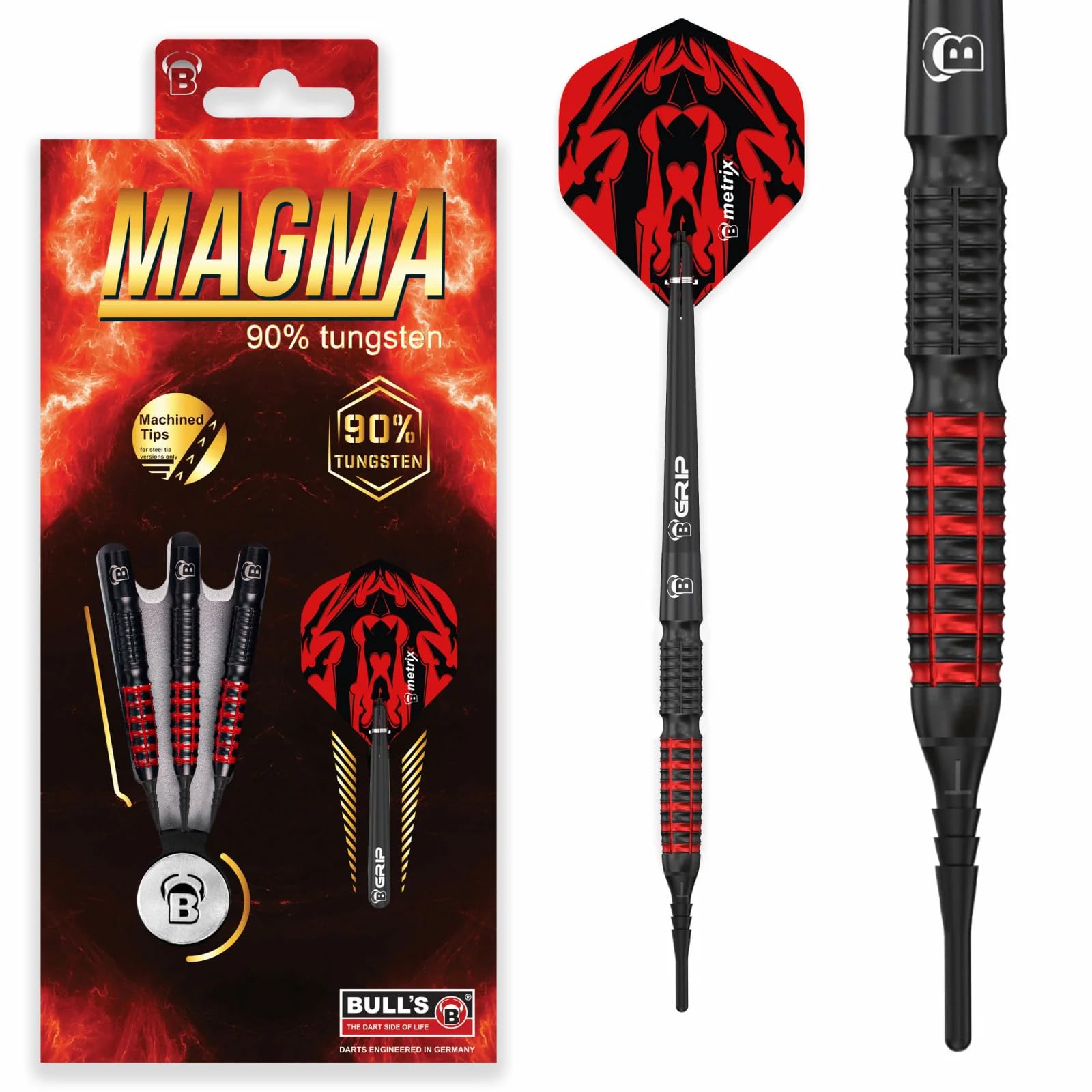 BULL'S Magma Dart, Schwarz/Rot, 18 g