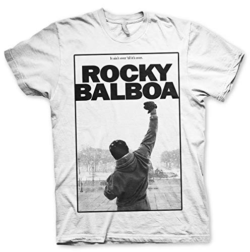 Rocky Offizielles Lizenzprodukt Balboa - It Ain't Over Groß & Hoch Herren T-Shirt (Weiß), 4X-Large