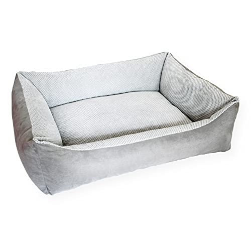 E-dogbed TEO Hundebett modischen Textur by Hundekorb Tierkissen Hundesofa Hundeliege Hundekissen Hundekörbchen Schlafplatz Farbe und Größe wählbar von M bis XXL (120x100, Grau)