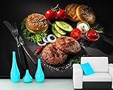 Messer Sandwiches Fleisch Gemüse Essen Tapete 3D Fast Food Restaurant Wohnzimmer Sofa Tv Wandbehang Küche Rest 3D Tapete Effekt Tv Sofa Die Fototapete Wandbild Wohnzimmer Schlafzimmer-200cm×140cm