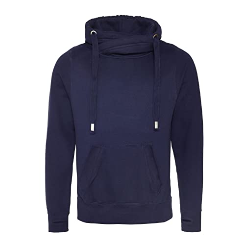 AWDis Herren Cross Neck Hoodie Kapuzenpullover, Blau (Oxford Navy OXN), XL