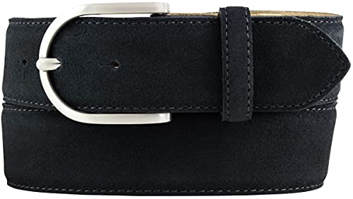 BELTINGER Damen-Gürtel aus Veloursleder 4 cm | Velour-Gürtel für Damen 40mm | Wildleder-Gürtel 4cm mit runder Gürtelschnalle | Schwarz 85cm