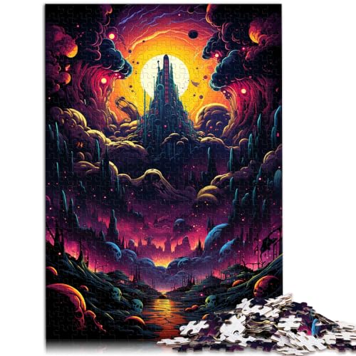 Puzzle-Geschenk „Bunte psychedelische Silberne Stadt“ 1000 Teile Puzzle Holzpuzzle ganze Familie und dieses 1000-teilige (50 x 75 cm)