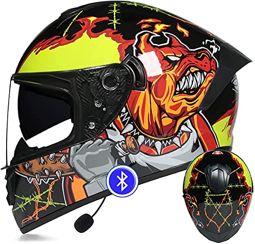 Motorradhelm Helm Motorrad Mit Bluetooth Headset Integralhelm DOT ECE-Zertifizierung Mit Doppelvisier Sonnenblende Klapphelm,Eingebautem Mikrofon FüR Automatische Reaktion