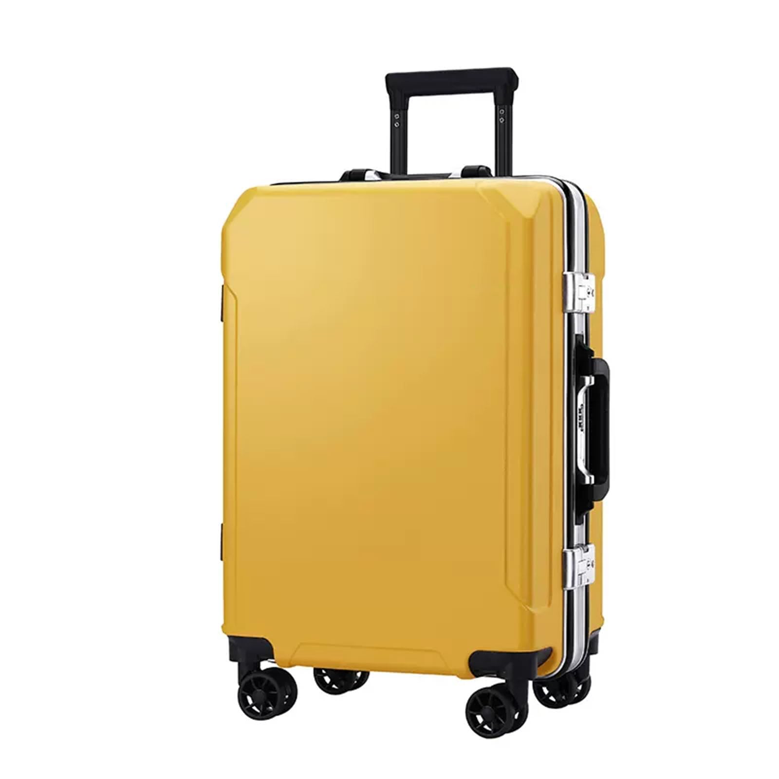 KJZQXYX Koffergepäck mit Spinnerrädern, Trolley-Koffer mit Aluminiumrahmen, zwei USB-Ladeanschlüssen, TSA-Zahlenschloss (yellow 24 in)