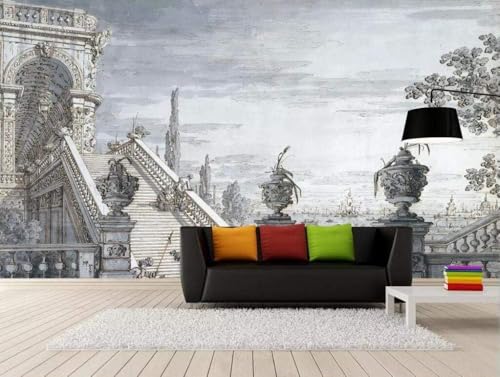 Vintage-Architektur-Treppen 3D Tapete Poster Restaurant Schlafzimmer Wohnzimmer Sofa TV Dekorative Wand-400cm×280cm