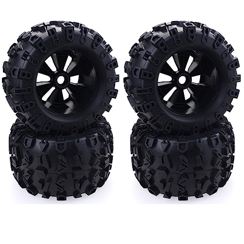 4 Teile/Paket 1/8 Skala 17mm Hex RC LKW Reifen und Räder Set Geklebt for Traxxas for Maxx for E-Revo for Revo 3,3, for JLB Cheetah Monster (Color : 8477 Tire)