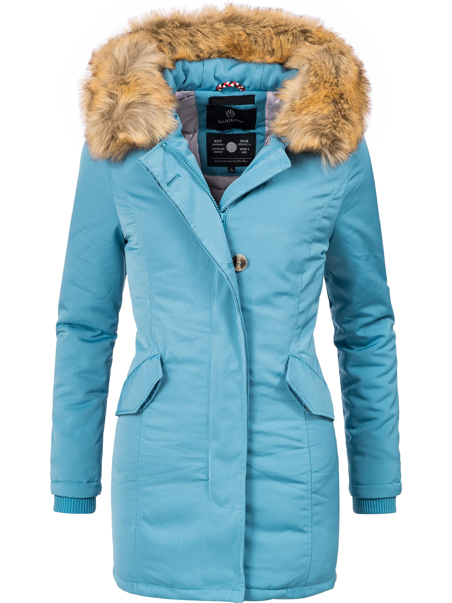 MARIKOO Damen Winter Kurzmantel Karmaa Hellblau Gr. S