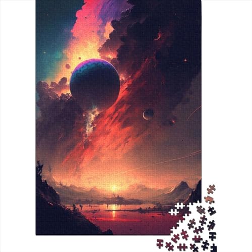 Verträumter surrealer Sonnenuntergang, Holzpuzzle für Erwachsene, 1000-teiliges Puzzle für Erwachsene, Teenager, Entspannungspuzzle, Spiele, Denksportaufgaben (Größe: 75 x 50 cm)