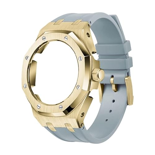 IOTUP GA2100/2110 Uhrenarmband aus Gummi und Edelstahl-Metallgehäuse, kompatibel mit GA2100/2110, verbesserte Metalllünette, Fluorkautschuk-Armband, Einheitsgröße, Achat