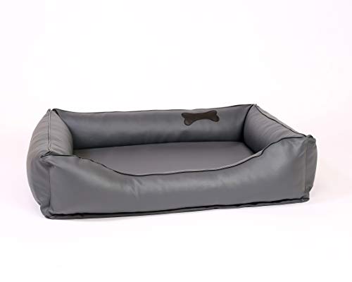 CopcoPet – Hundebett Paco Kunstleder – Grau Gr: L ca. 90 x 70 cm Orthopädisch Visco