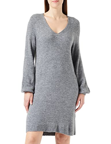 JdY Damen Jdyelanora L/S V-neck Dress Knt Noos Kleid, Dark Grey Melange, XL EU