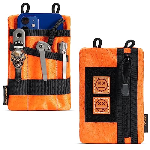 VIPERADE VE1 Tool Pocket Organizer für Männer Nylon Multitool Pouch Aufbewahrungs EDC Ausrüstung Organisiert Taschenlampe Taschenmesser Taktischer Stift Notizbuch (Orange)