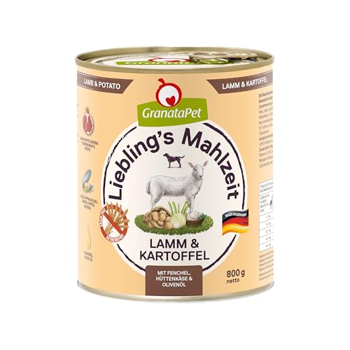 GranataPet Liebling's Mahlzeit Lamm & Kartoffel, Nassfutter für Hunde, Hundefutter ohne Getreide & ohne Zuckerzusätze, Alleinfuttermittel, 6 x 800 g