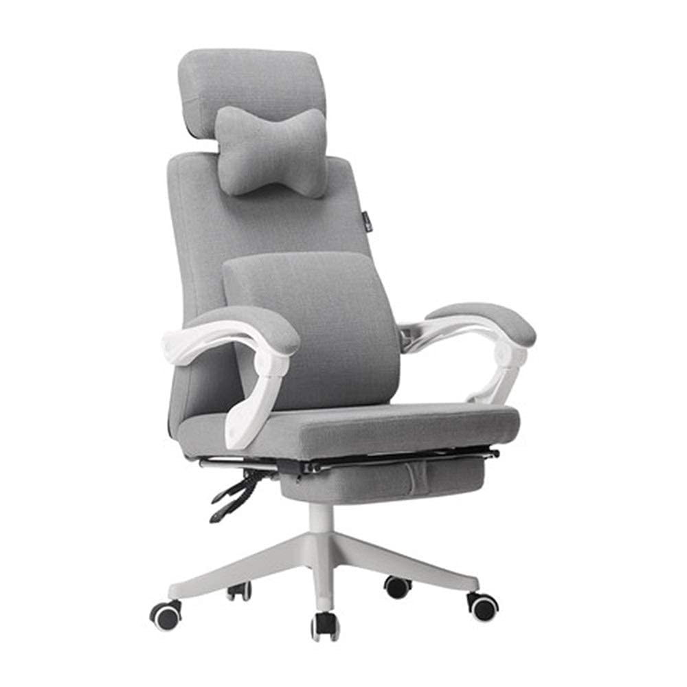 TBSZCM Damen Computerstuhl Stoff Bürostuhl Home Study Chair Drehstuhl Nordic Boss Stuhl Ergonomischer Stuhl Bürostuhl (Farbe: Grau, Größe: 124 x 70 x 70 cm) interessant interessant