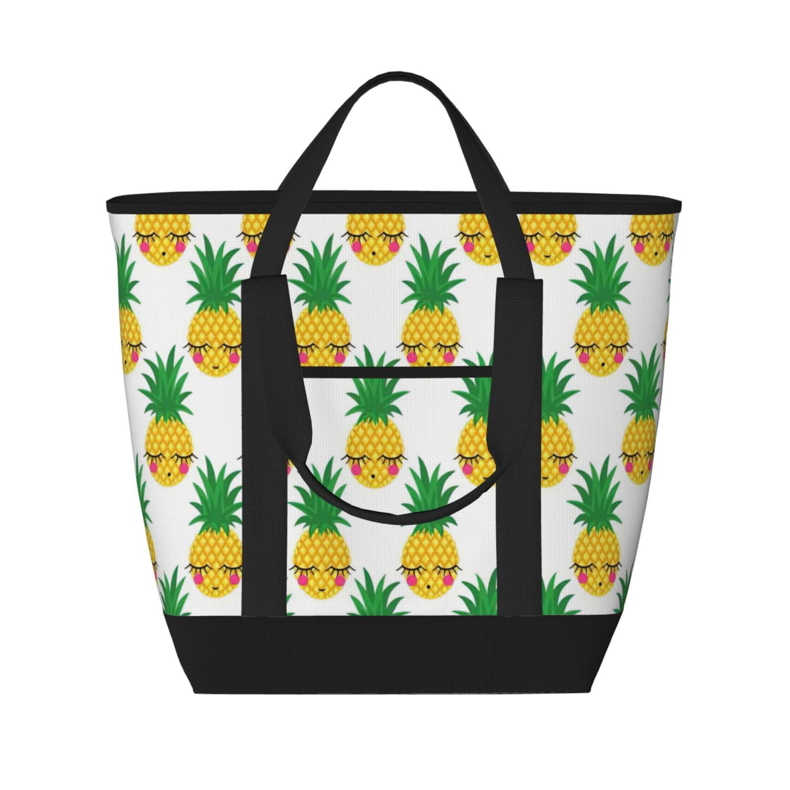 YQxwJL Pineapple1 bedruckte Tragetasche mit großem Fassungsvermögen, isolierte Lunchtasche, wiederverwendbare Einkaufstasche mit Reißverschluss für Damen und Herren