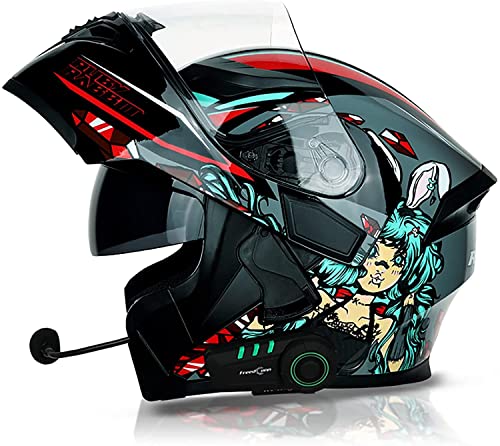 Motorradhelm-Bluetooth-Helm Motorrad Klapphelm Damen Und Herren,DOT/ECE Zertifiziert Motorradhelm Integralhelme Mit Doppelvisier,Integriert Mikrofon Für Automatische Reaktion