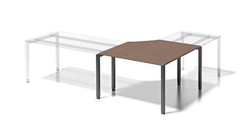 Bisley Cito Verkettungsplatte, 740 mm höhenfixes U, 5-Eck H 19 x B 1200/1200 x T 800 mm, Dekor nußbaum, Gestell anthrazitgrau, Metall Wn396, 80 x 122 x 74 cm