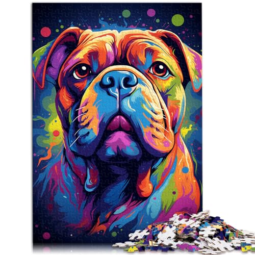 Puzzle zum Verschenken, farbenfrohes, psychedelisch bemaltes Hunde-Puzzle, 1000 Teile, Holzpuzzle, ganze Familie, 1000 Teile (50 x 75 cm)