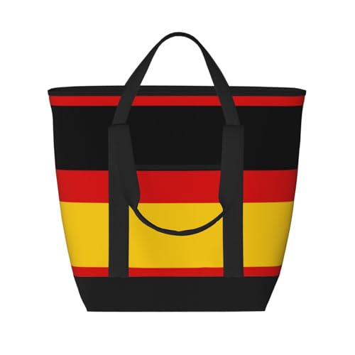 YQxwJL Isolierte Kühltasche mit deutscher Flagge, großes Fassungsvermögen, Einkaufstasche, Reisen, Strand, wiederverwendbare Einkaufstasche für Erwachsene, Schwarz, Einheitsgröße