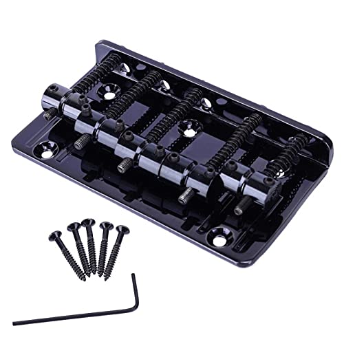 5 Sätze Linkshänder 5 Saiten-Flachsattel Single Tremolo Bridge-System Für E-Gitarre Chrome Black Gitarrebrücke(Black)