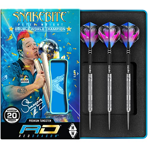 RED DRAGON Peter Wright Snakebite Euro 11: 20g Tungsten Darts mit Flights und Schäfte