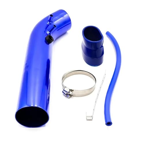 Induktion Schlauch Kit Universal 3'' Zoll 350mm 76mm Auto Kaltluftansaugrohr Aluminium Kurze Lange Kaltluftansaugrohre System Kanalrohrsatz Luftfilter Auto Luftansaug(Long Blue 350mm)