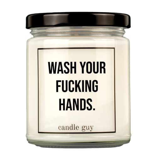 candle guy Duftkerze | Wash your fucking hands. | Handgemacht aus 100% Sojawachs | 70 Stunden Brenndauer