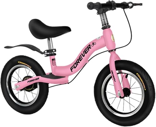 14/16/18 Zoll Laufrad mit Handbremsen/Fußstütze, Geschenk für große Kinder/Erwachsene/Jungen/Mädchen, Verstellbarer Lenker/Sitz ohne Pedal, Kleinkind-Lauffahrrad, unterstützt 60 kg,Rosa,18 Z