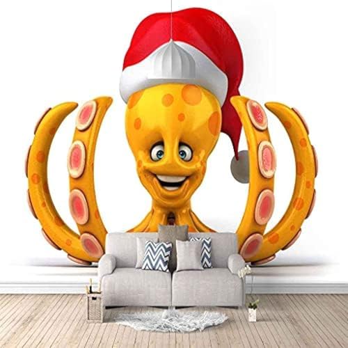 XLMING Cartoon Weihnachten Oktopus Küche Esszimmer Arbeitszimmer Wohnzimmer TV Hintergrund Wand 3D Tapete-400cm×280cm